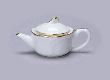 Dollhouse Miniature Tea Pot W/Gold Trim